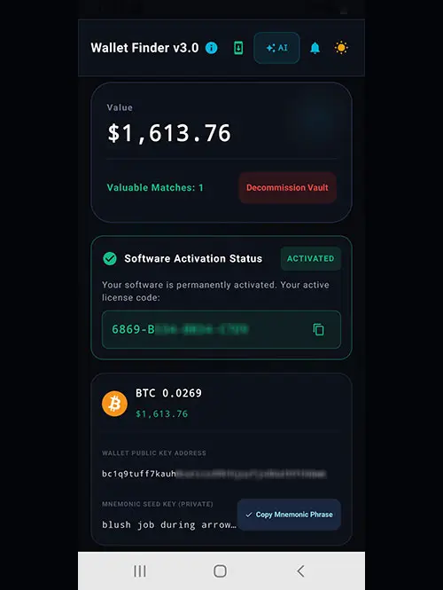 List of discovered wallets
